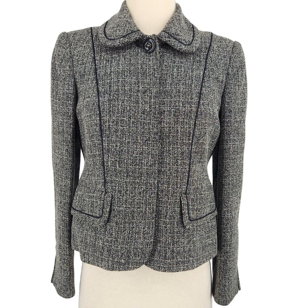 SALE Anne Klein Tweed Peter Pan Collar Suit Blazer Jacket Size 2 Petite